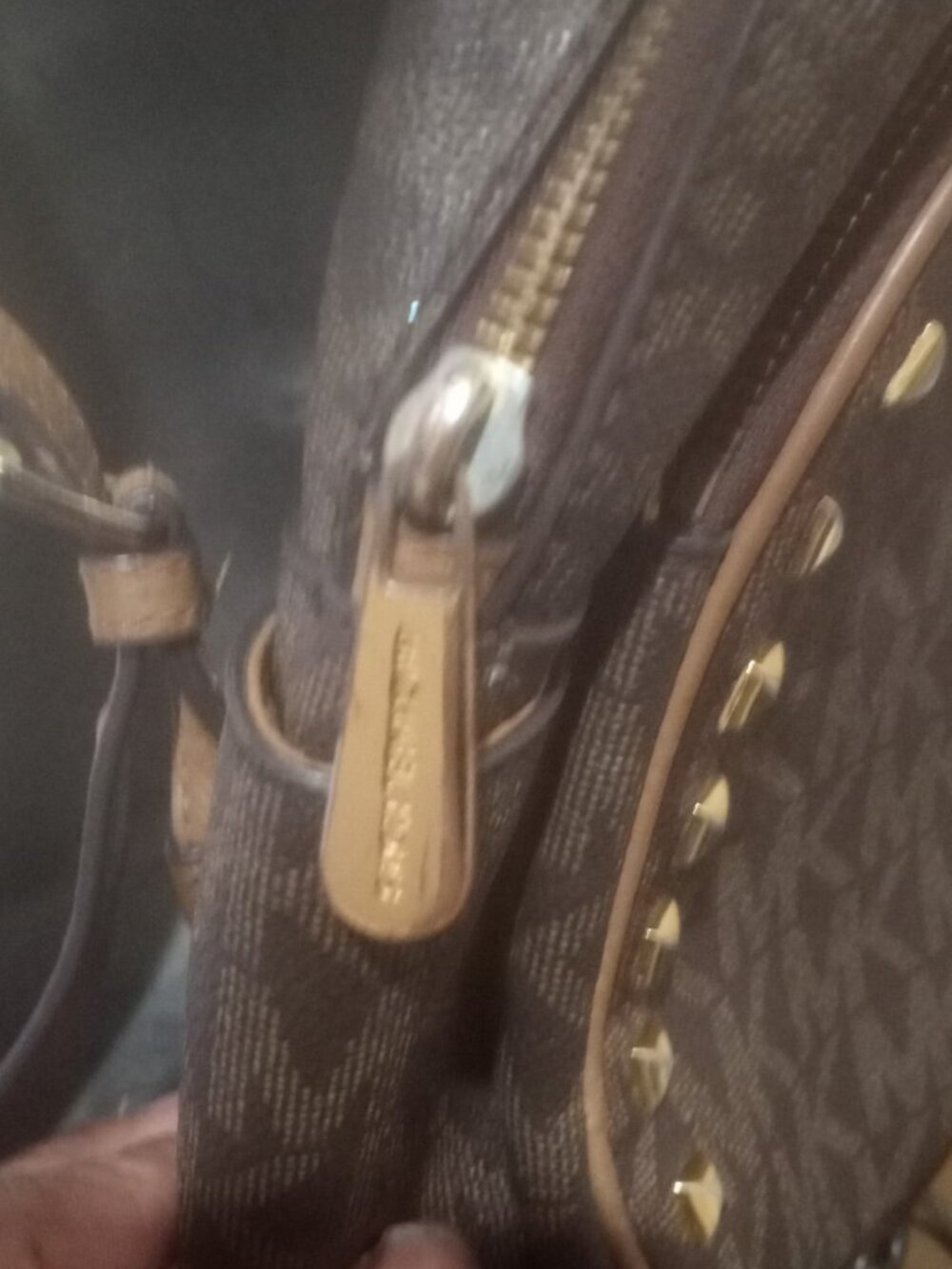 MICHAEL KORS Abbey Brown Pebbled Leather Gold Tone Studs Backpack - Picture 8 of 15